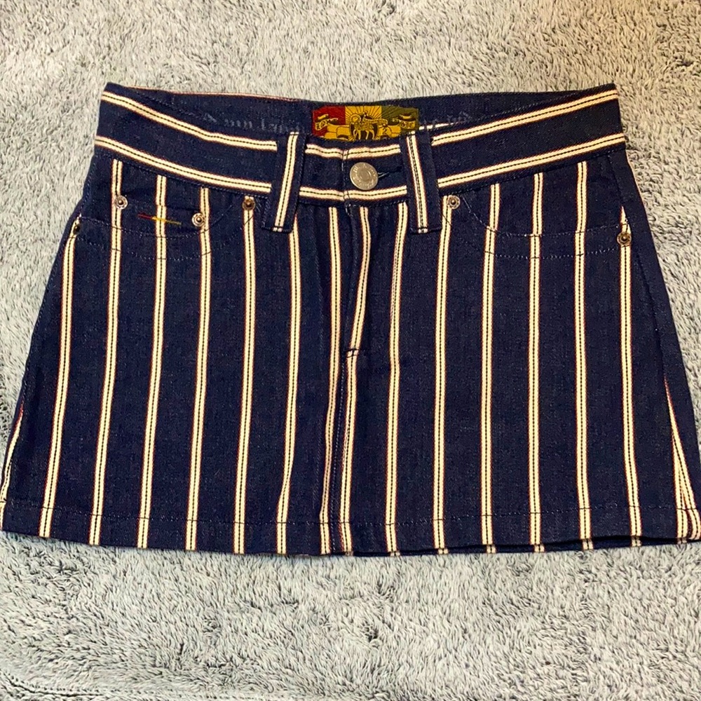 L.A.M.B. Vintage denim skirt with stripes! 🐑 RARE!